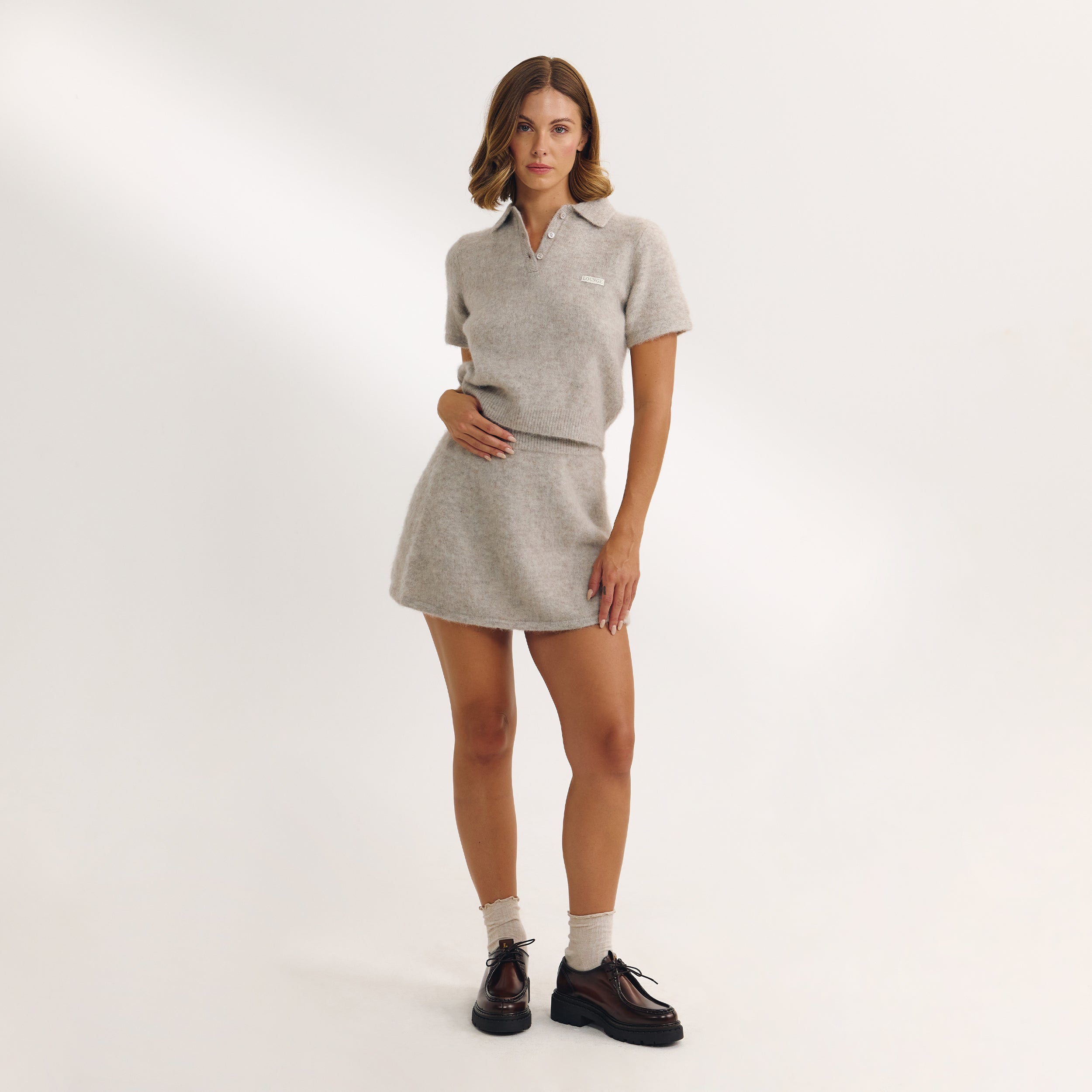 Gestrickter Minirock - Hellbraun