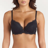 Spitzen-BH mit Hohem Push-Up - Schwarz