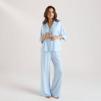 Modal Pyjama-Unterteil - Florales Blau