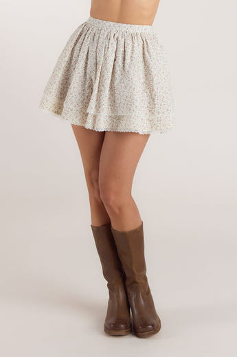 Doppellagiger Rock - Blumencreme