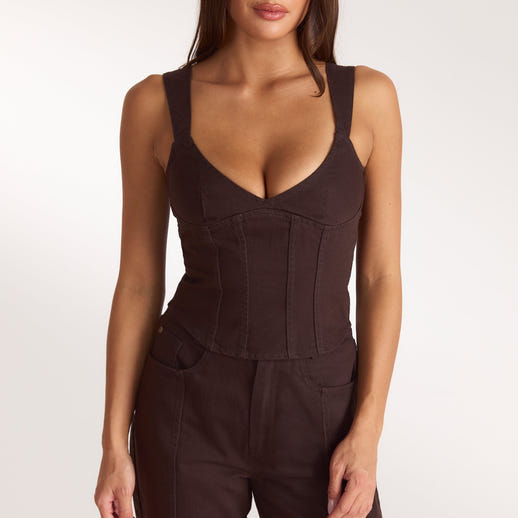 Denim Korsett-Top - Schokolade