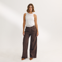 Low-Rise-Jeans mit Weitem Bein - Espresso