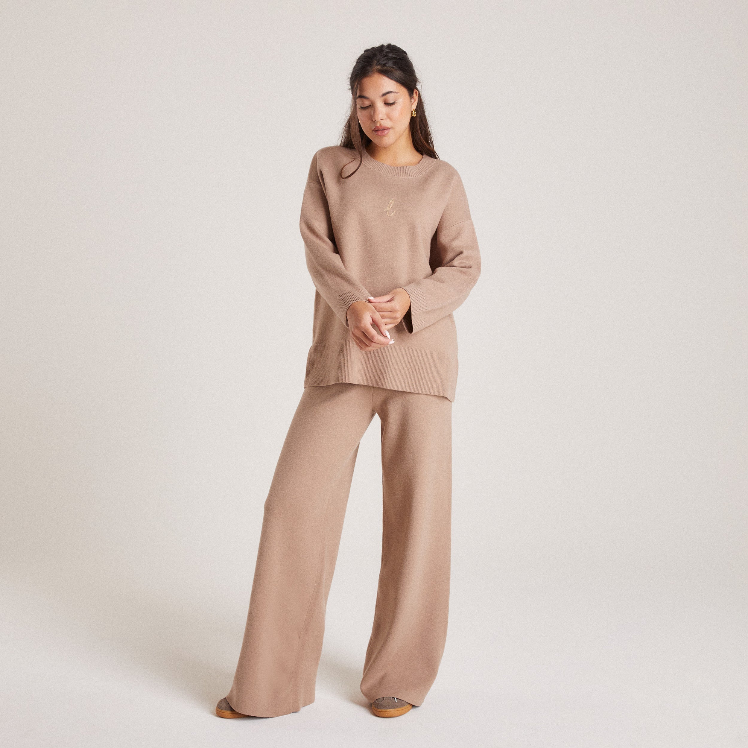 Gestrickter Pullover | Gestrickter Pullover - Hellbraun