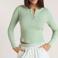 Mistletoe Henley Pyjamahemd - Salbei