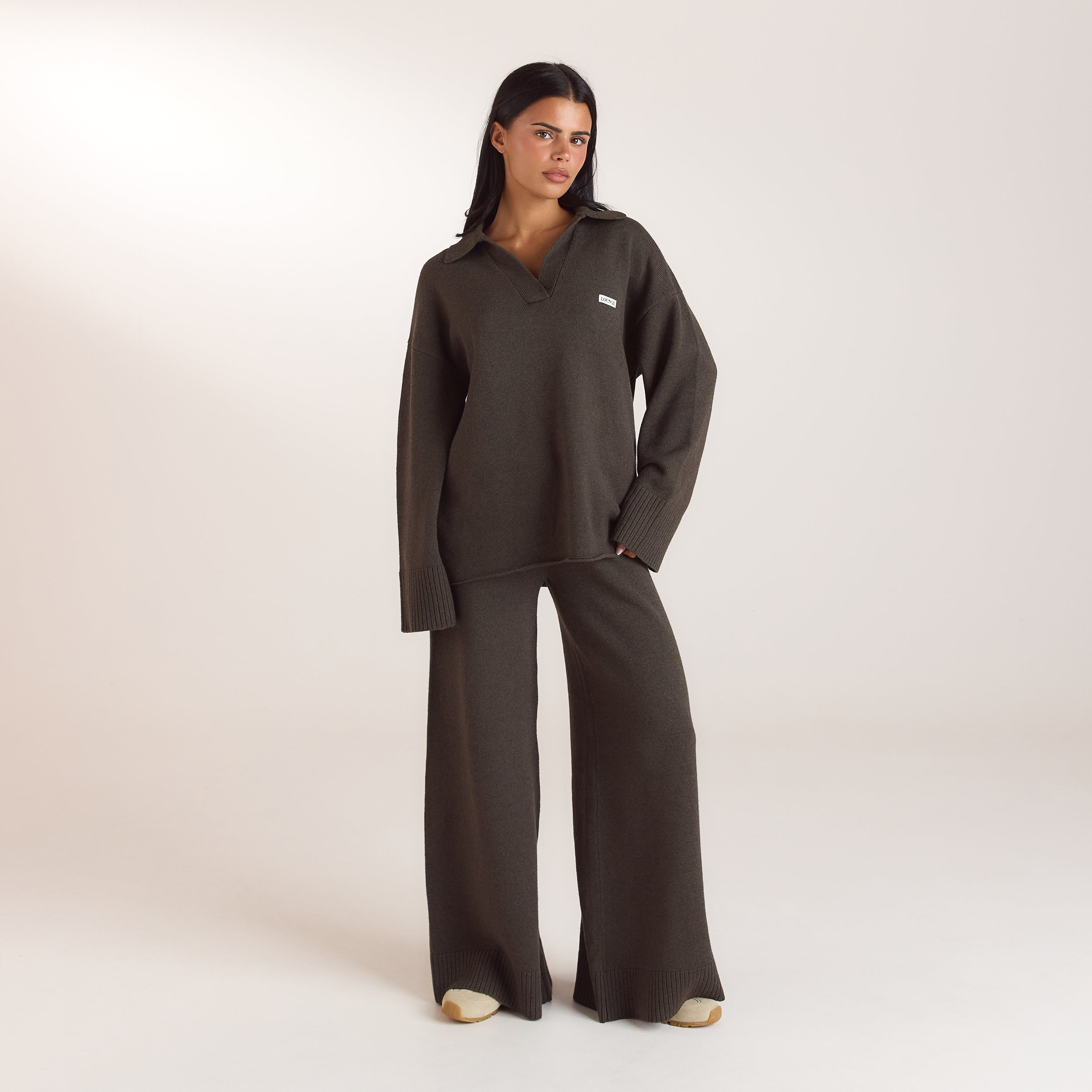 Oversize Strickjacke mit V-Ausschnitt | Oversize Strickjacke mit V-Ausschnitt - Moosgrün