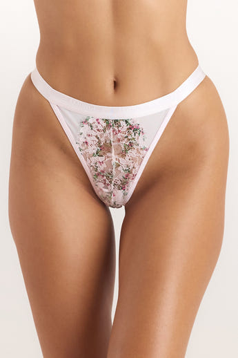 Bedruckter Entice String - Florales Zartrosa