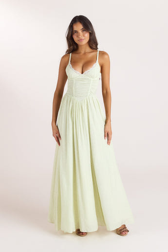 Maxikleid mit Bügeln - Blumencreme