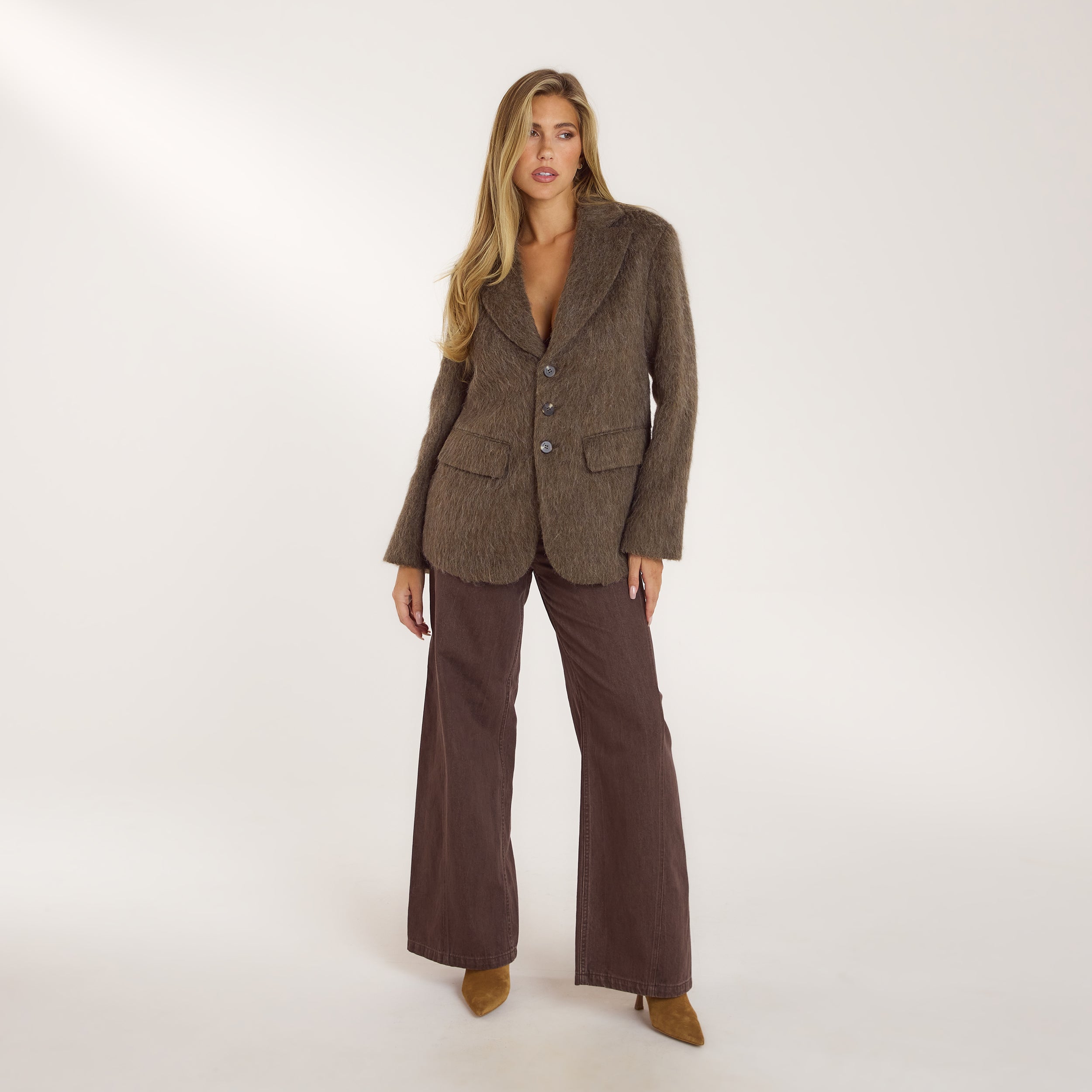 Oversize Blazer aus Wollgemisch | Oversize Blazer aus Wollgemisch - Hellbraun