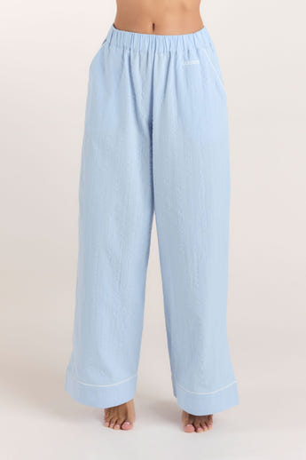 Texturierte Pyjamashorts aus Baumwoll - Blau