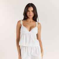 Baumwoll Pyjama-Camisole - Weiß