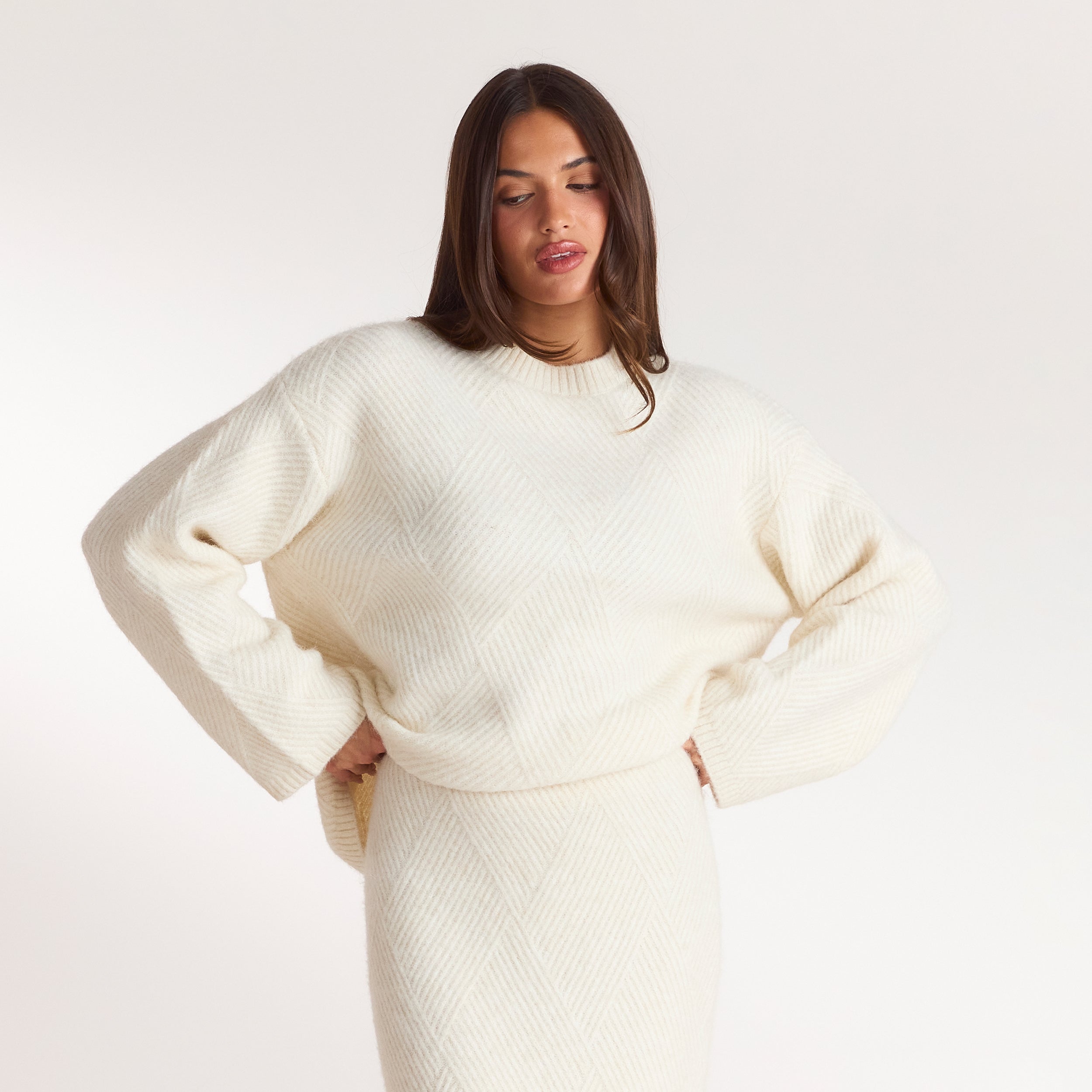 Diamond Strickpullover | Diamond Strickpullover - Crèmefarbe