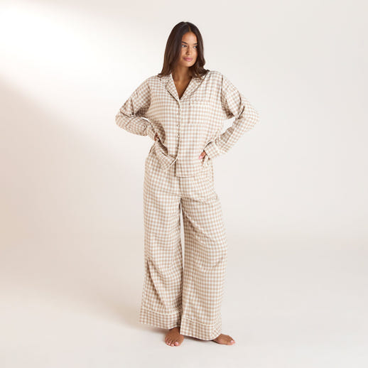 Gingham Pyjama Hose - Beige alternate