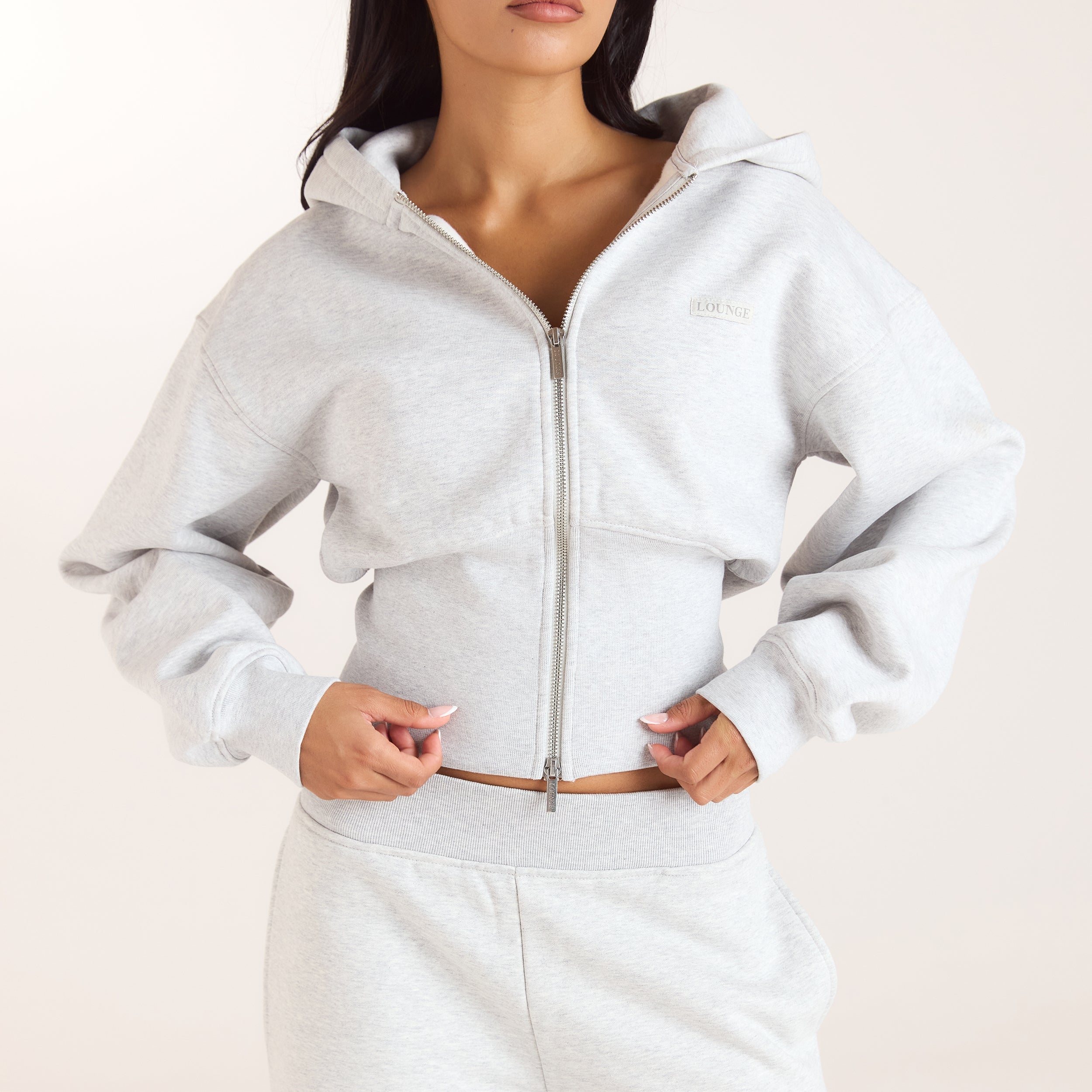 Taillierter Zip-Hoodie - Grau
