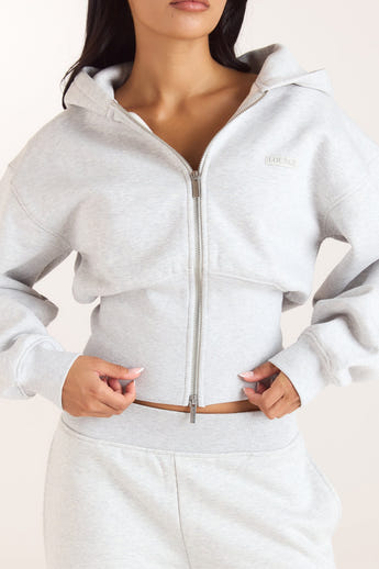 Taillierter Zip-Hoodie - Grau
