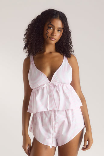 Bloom & Stripe Cami-Oberteil - Rosa