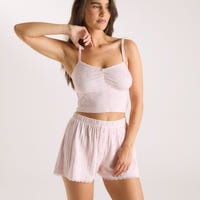 Pointelle Cami-Oberteil - Florales Rosa