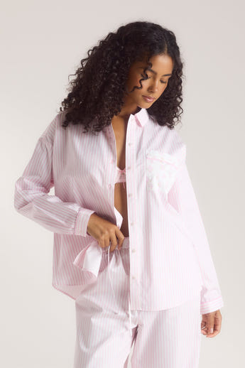 Bloom & Stripe Pyjamahemd - Rosa