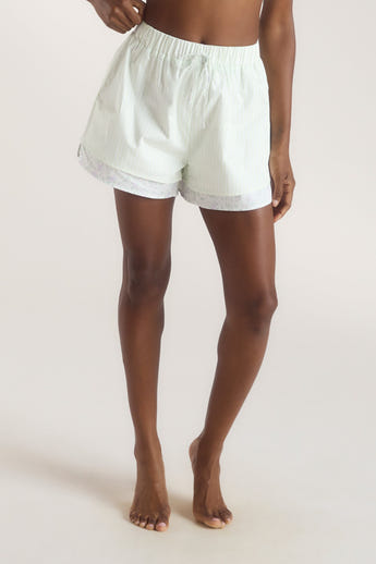 Bloom & Stripe Pyjamashort - Salbei