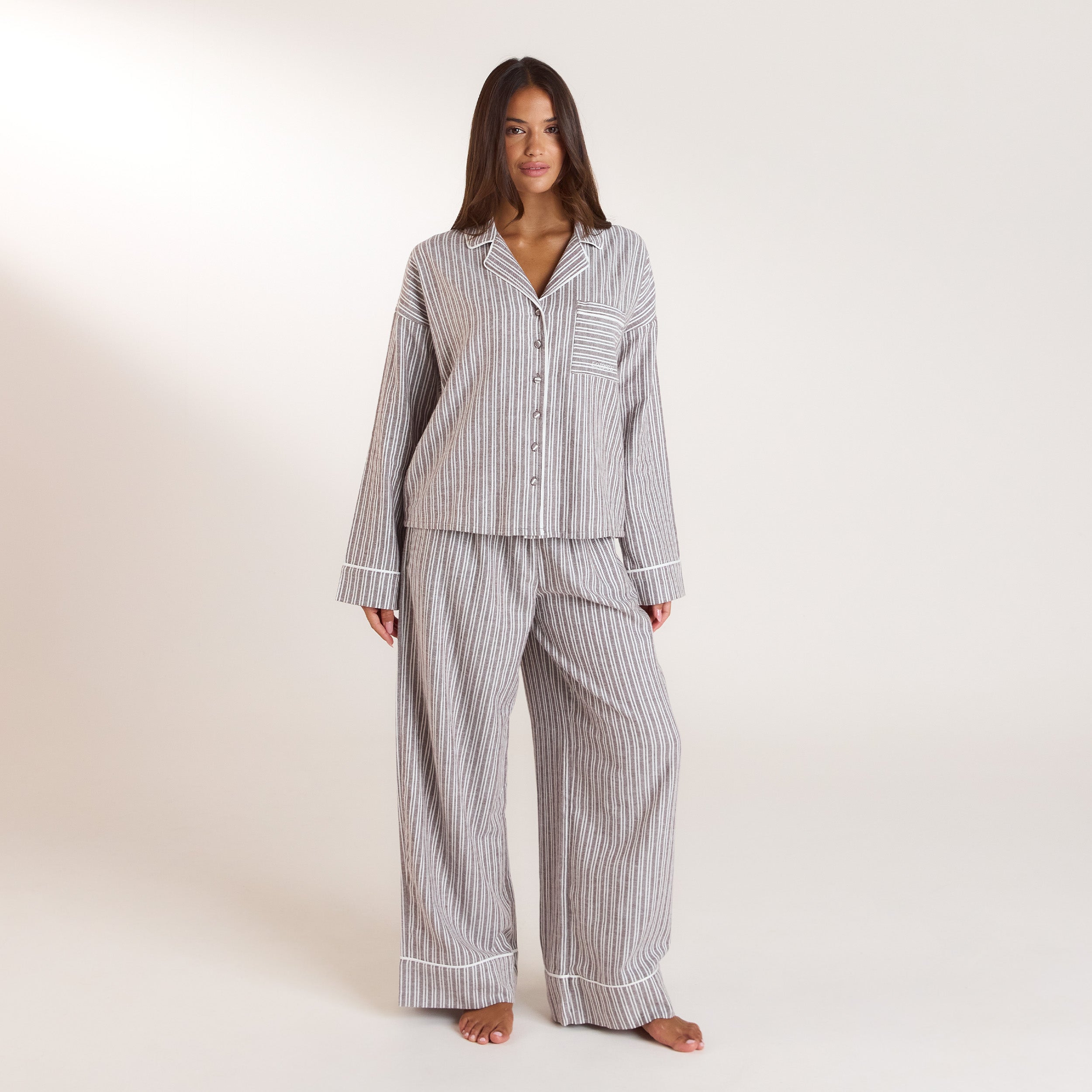 Stripe Pyjama Hose - Schokolade alternate