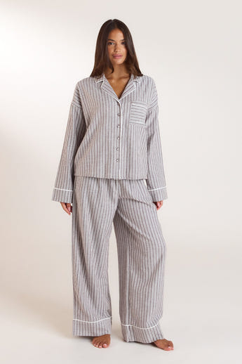 Stripe Pyjama Hose - Schokolade alternate
