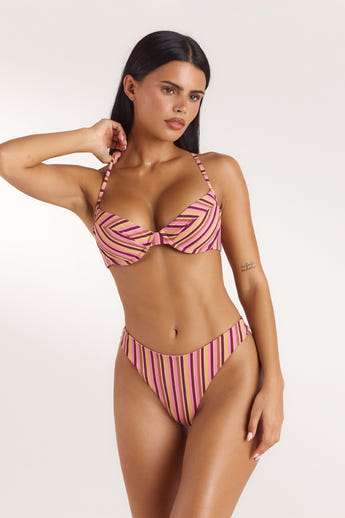 Sunstripe Bikini BH - Retro-Streifen alternate
