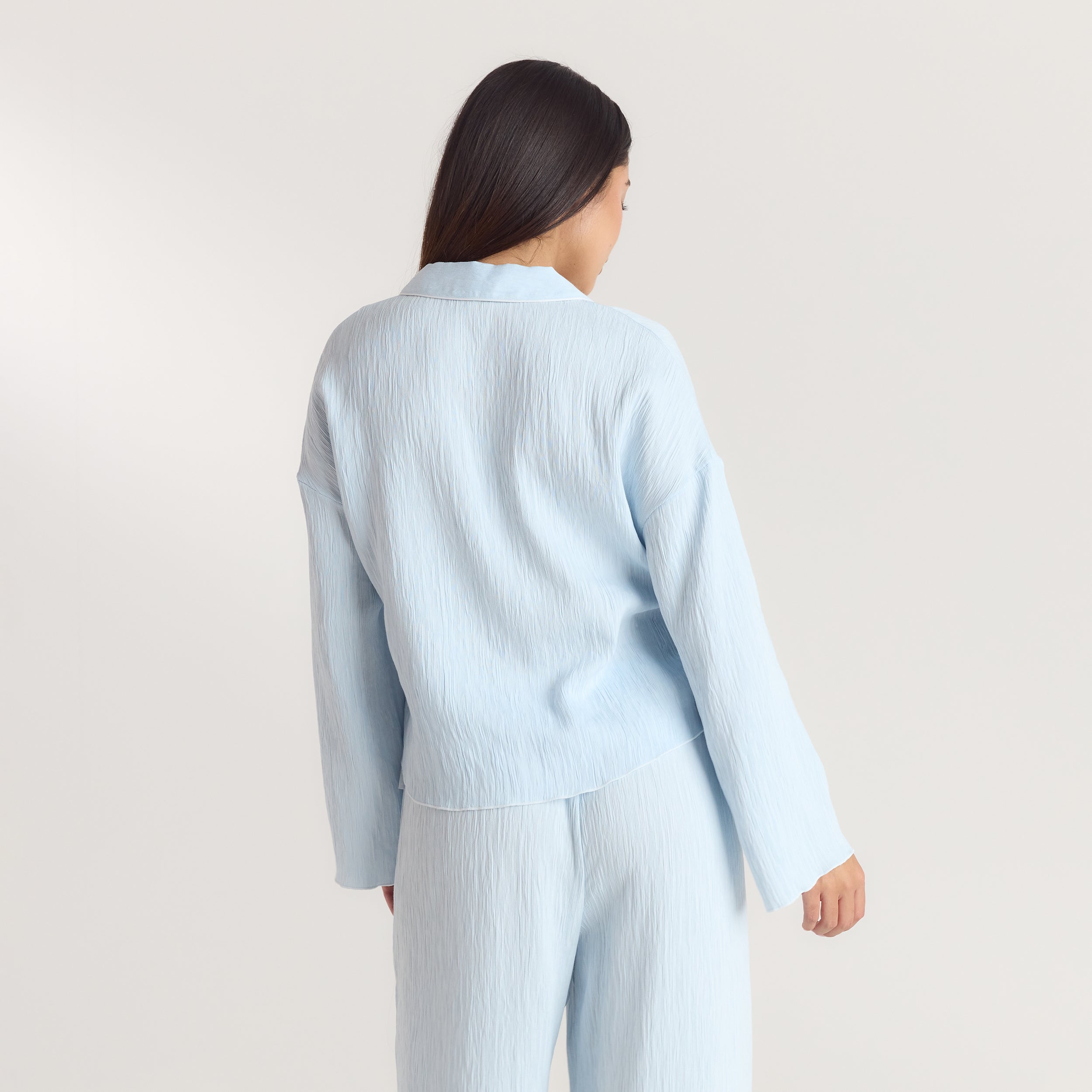 Crinkle Pyjamahemd - Blau alternate