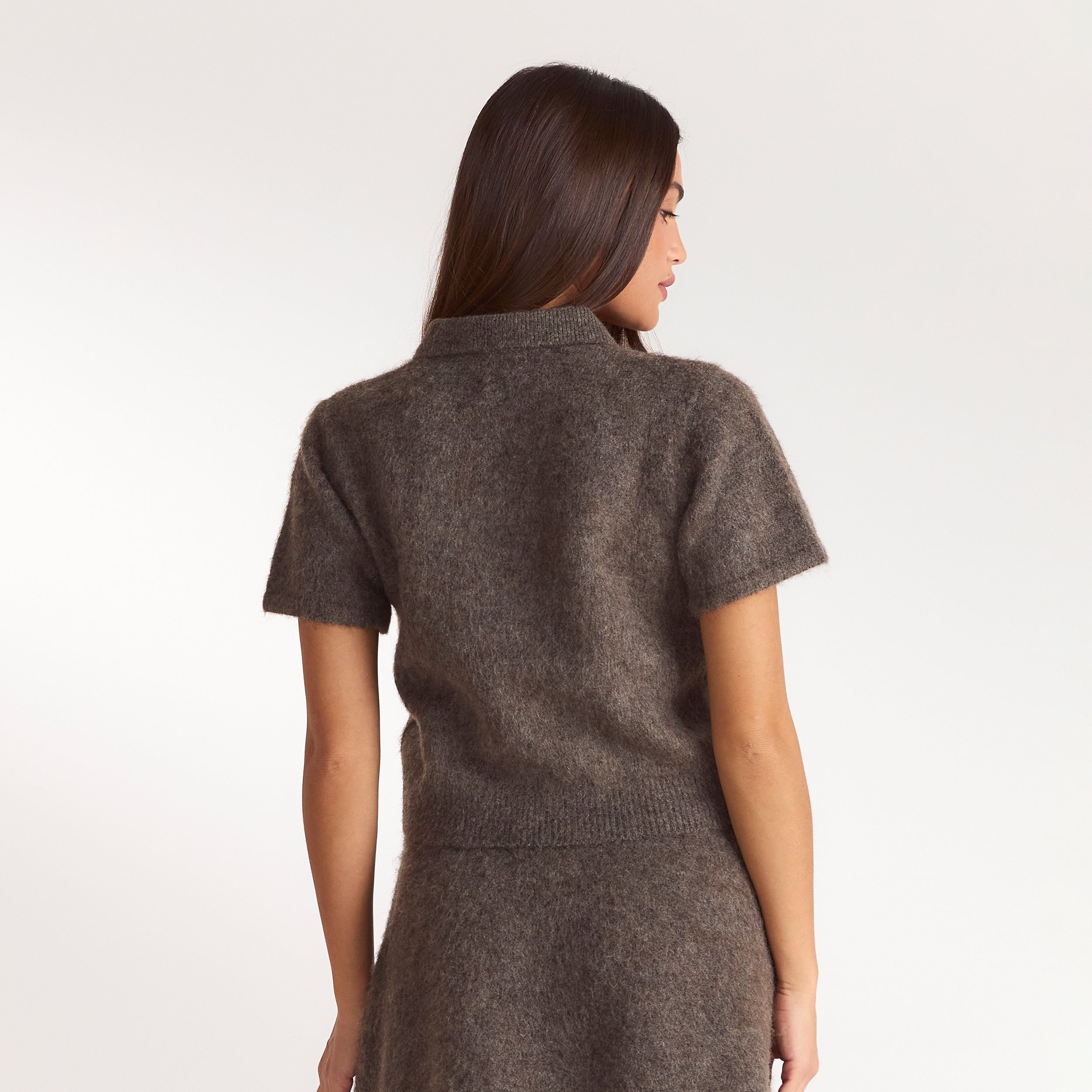 Gestricktes Polotop | Gestricktes Polotop - Aschbraun