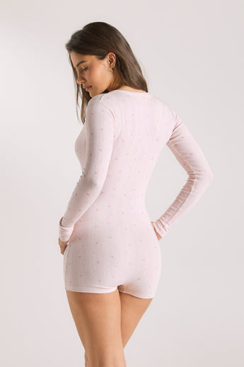 Pointelle Einteiler - Florales Rosa alternate
