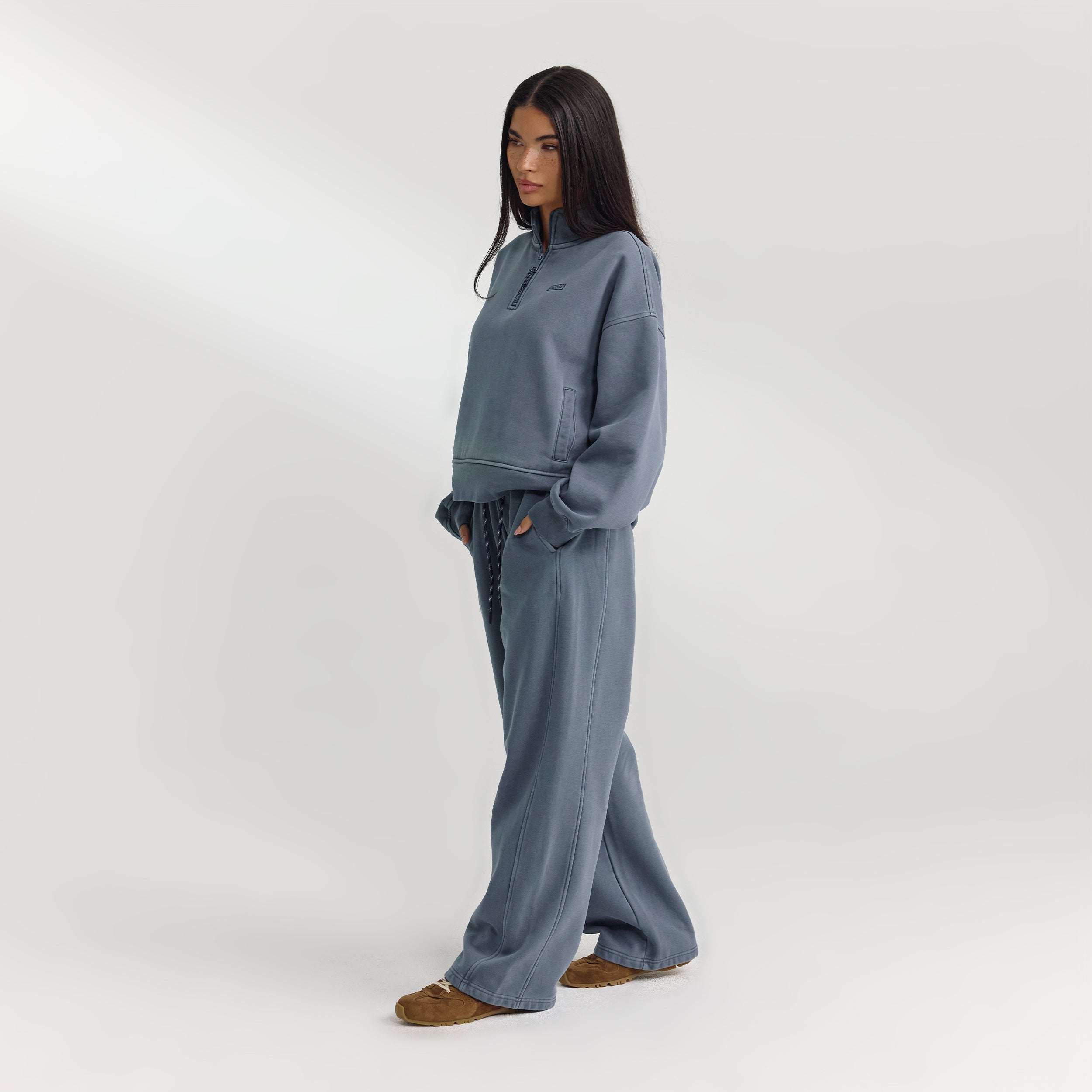 Pullover mit Reißverschluss | Pullover mit Reißverschluss - Gewaschenes Blau