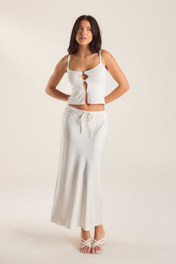 Satin-Maxirock - Weißgrau alternate