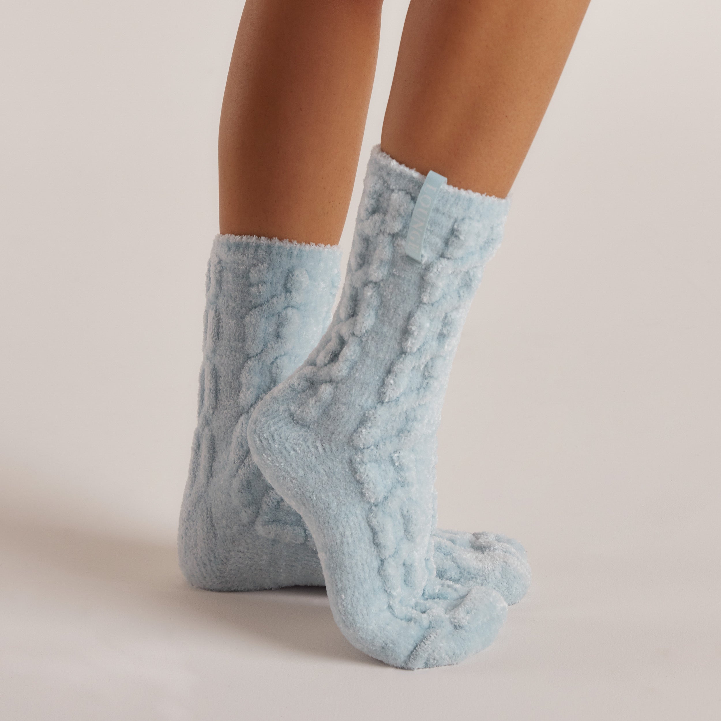 Chenille Gestrickte Socken | Chenille Gestrickte Socken - Blau