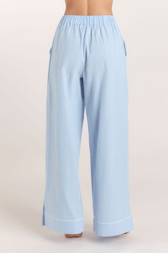Texturierte Pyjamashorts aus Baumwoll - Blau alternate