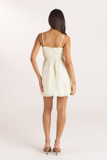 Mini-Kleid mit Wickeldetail - Blumencreme alternate