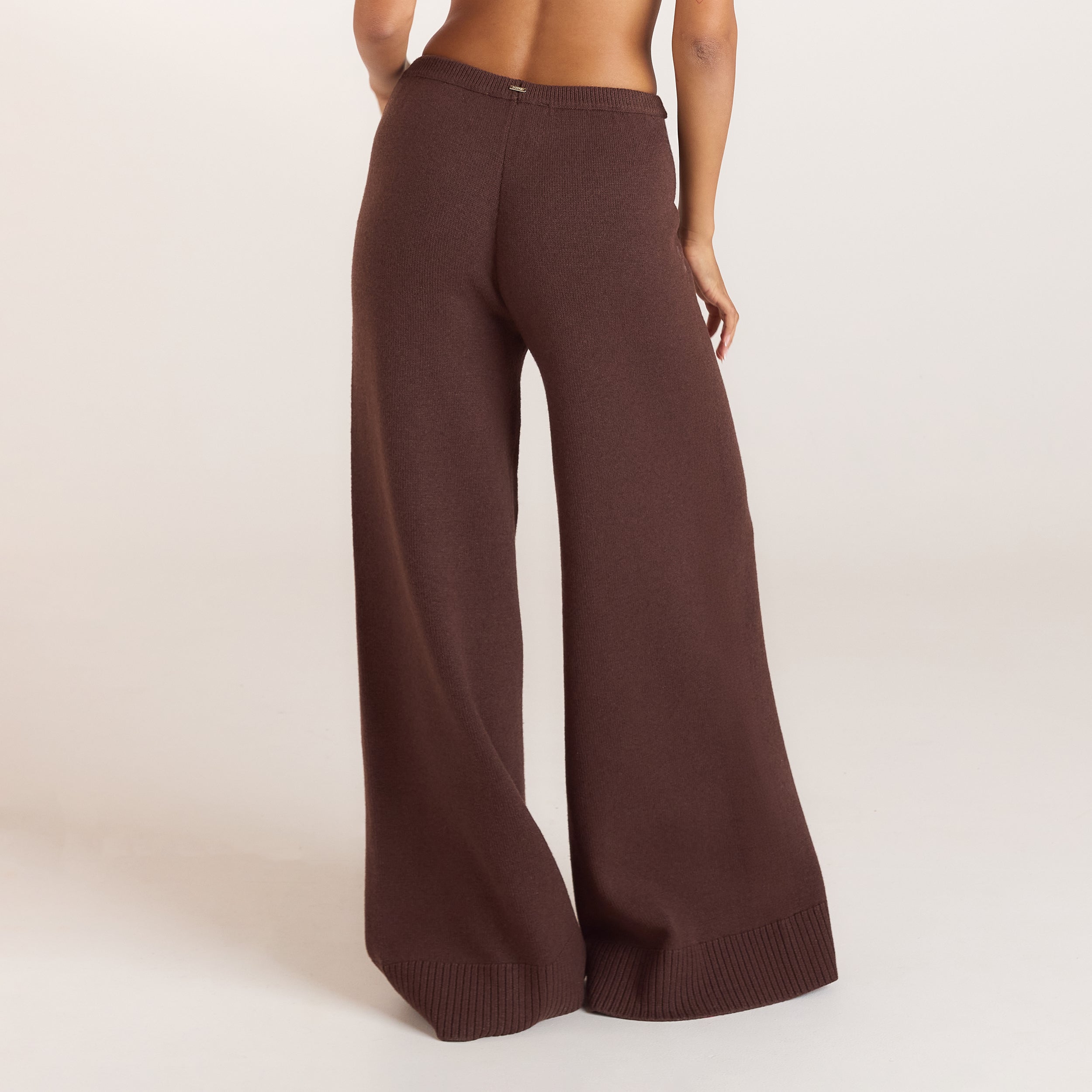 Strickhose mit weitem Bein | Strickhose mit weitem Bein - Schokolade