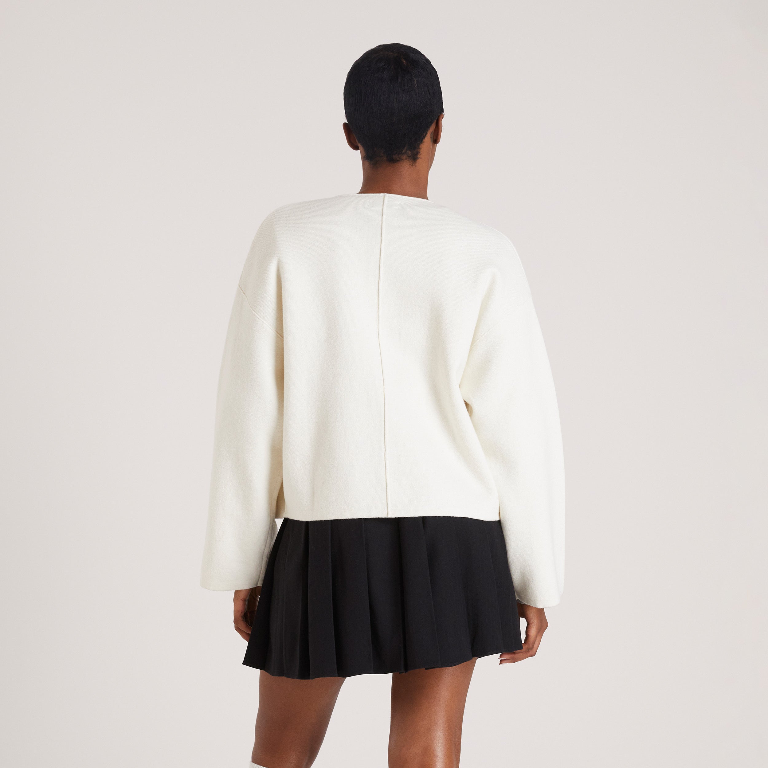 Cardigan mit Reißverschluss | Cardigan mit Reißverschluss - Crèmefarbe