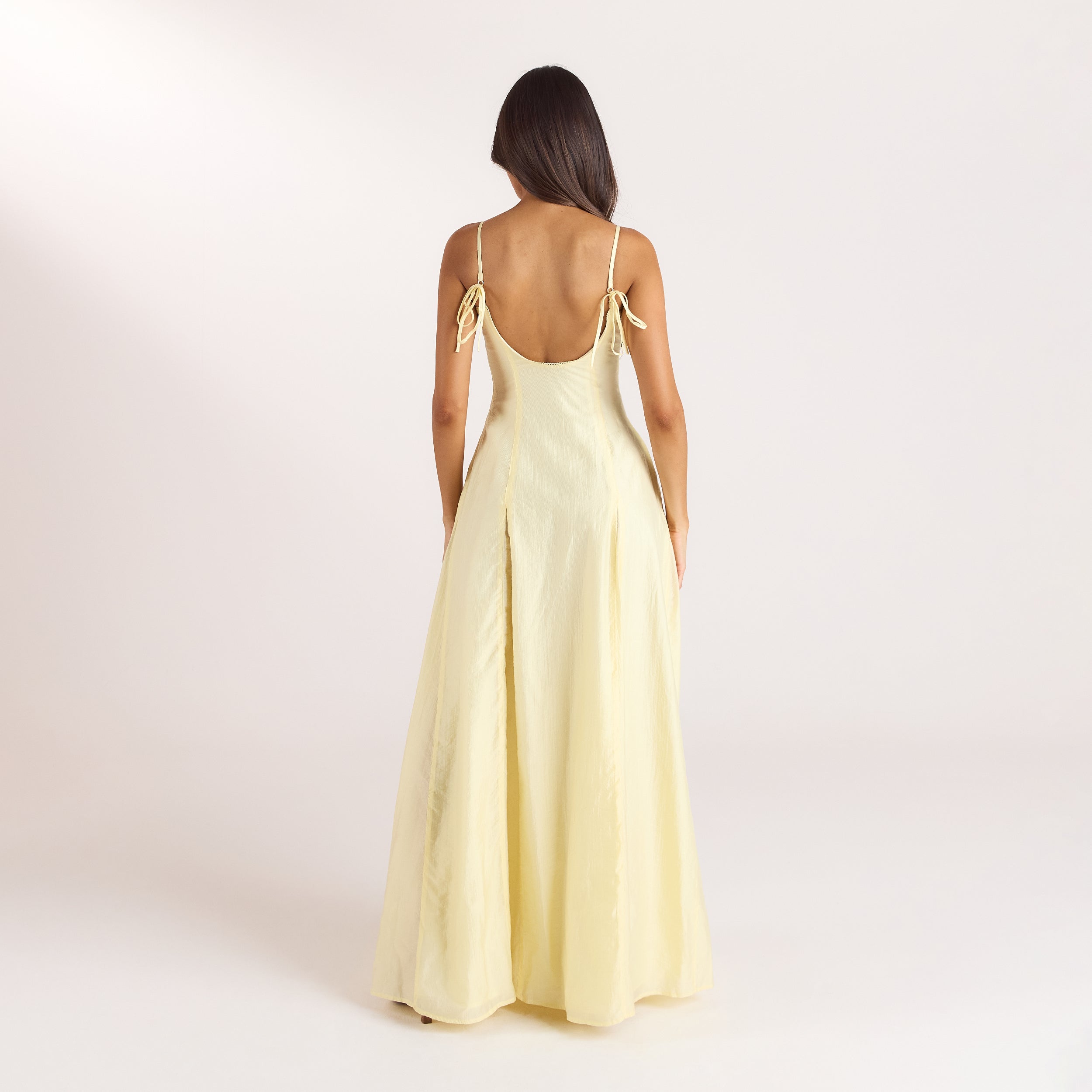 Bestickter Maxikleid mit Korsetdetail | Bestickter Maxikleid mit Korsetdetail - Zitrone