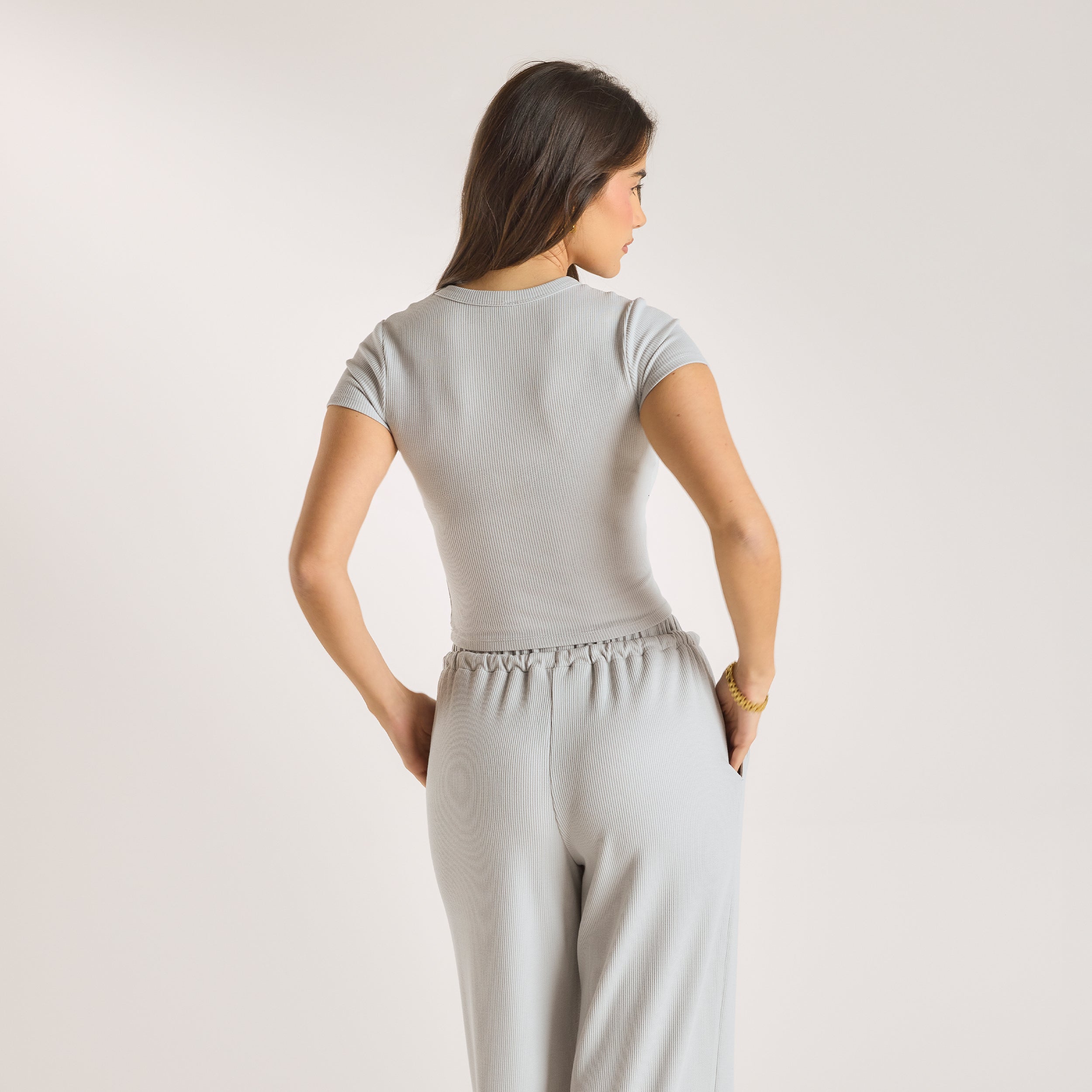 Waffle Baby Fit T-Shirt | Waffle Baby Fit T-Shirt - Eisgrau