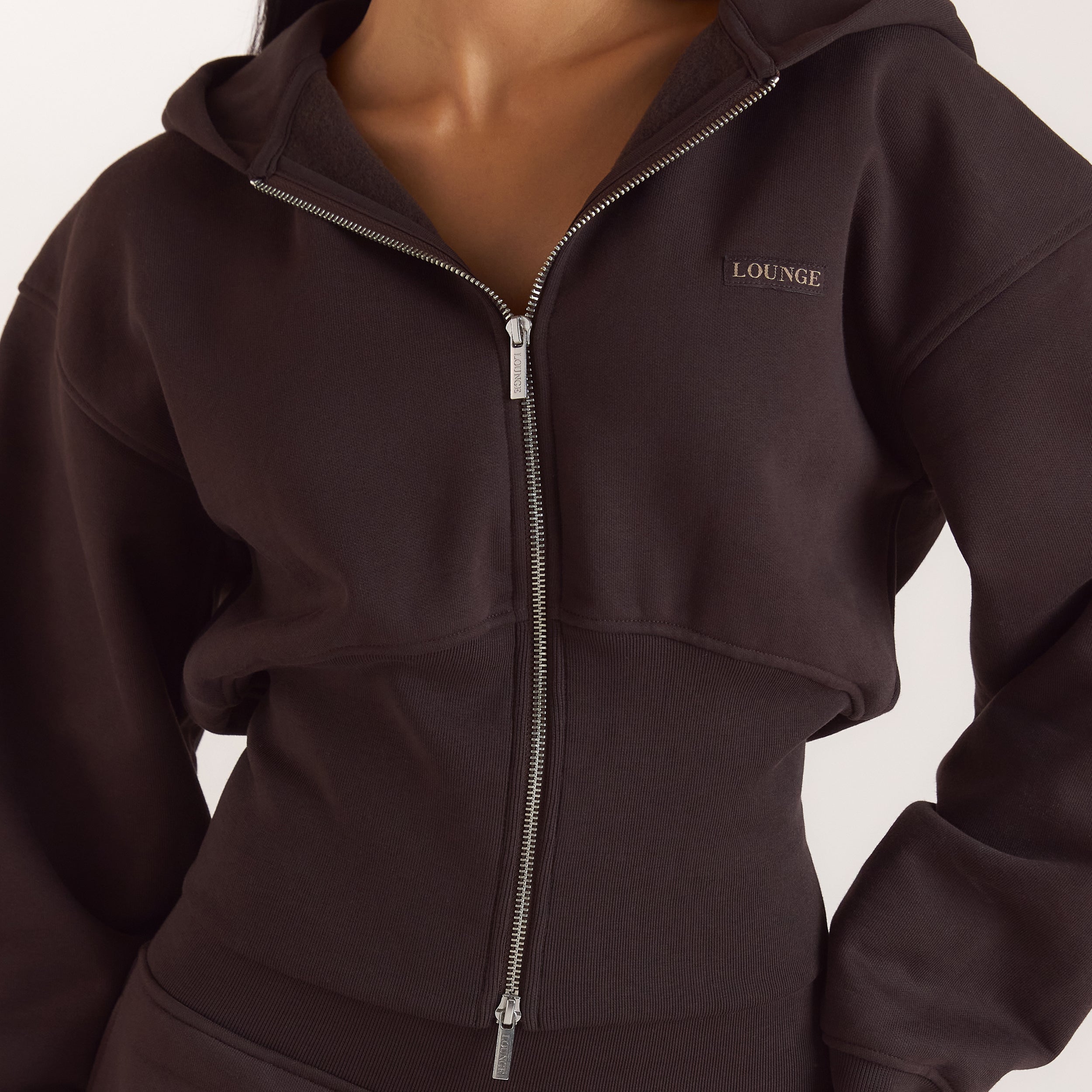 Taillierter Zip-Hoodie | Taillierter Zip-Hoodie - Dunkle Schokolade