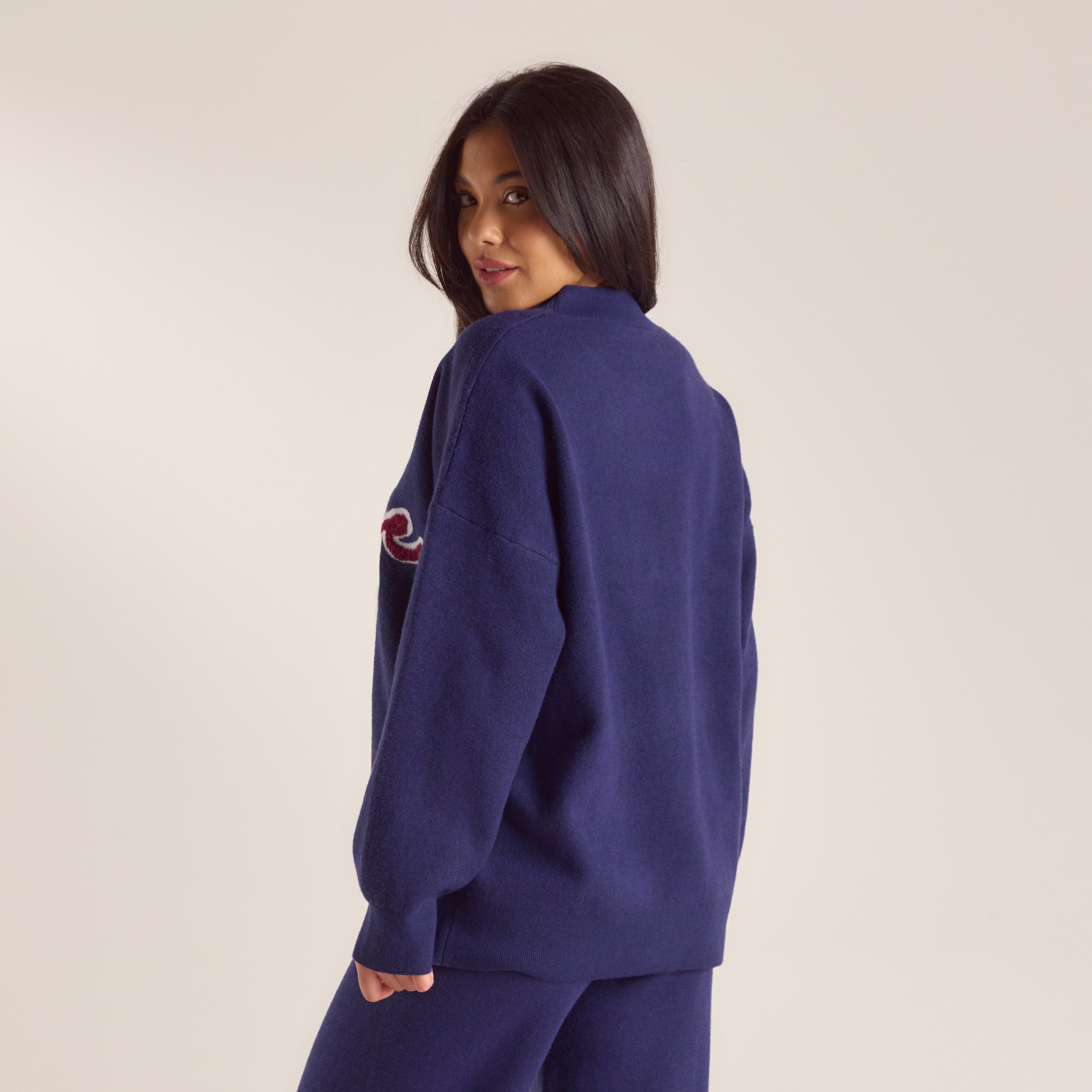 Logo Strick-Pullover | Logo Strick-Pullover - Marineblau