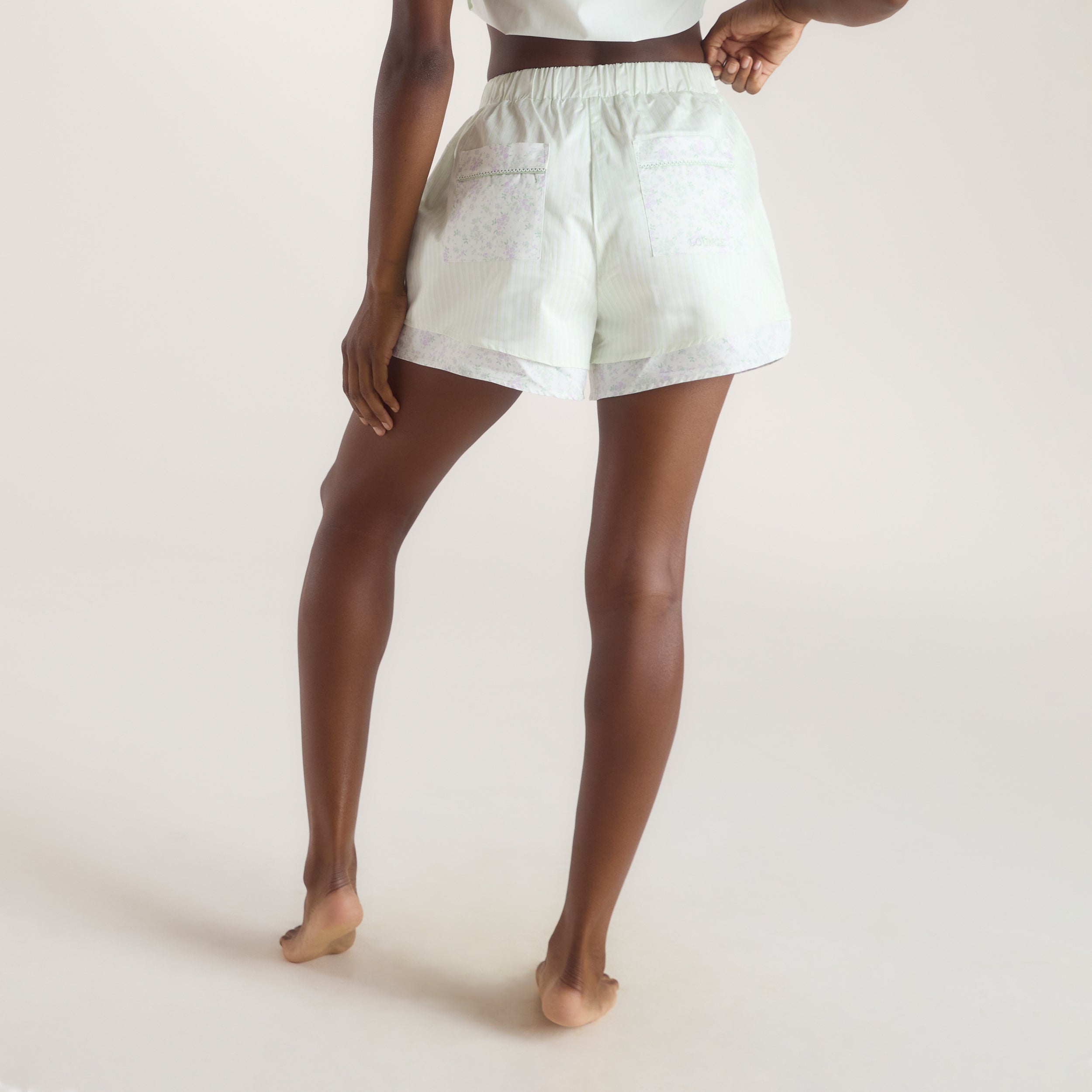 Bloom & Stripe Pyjamashort - Salbei alternate