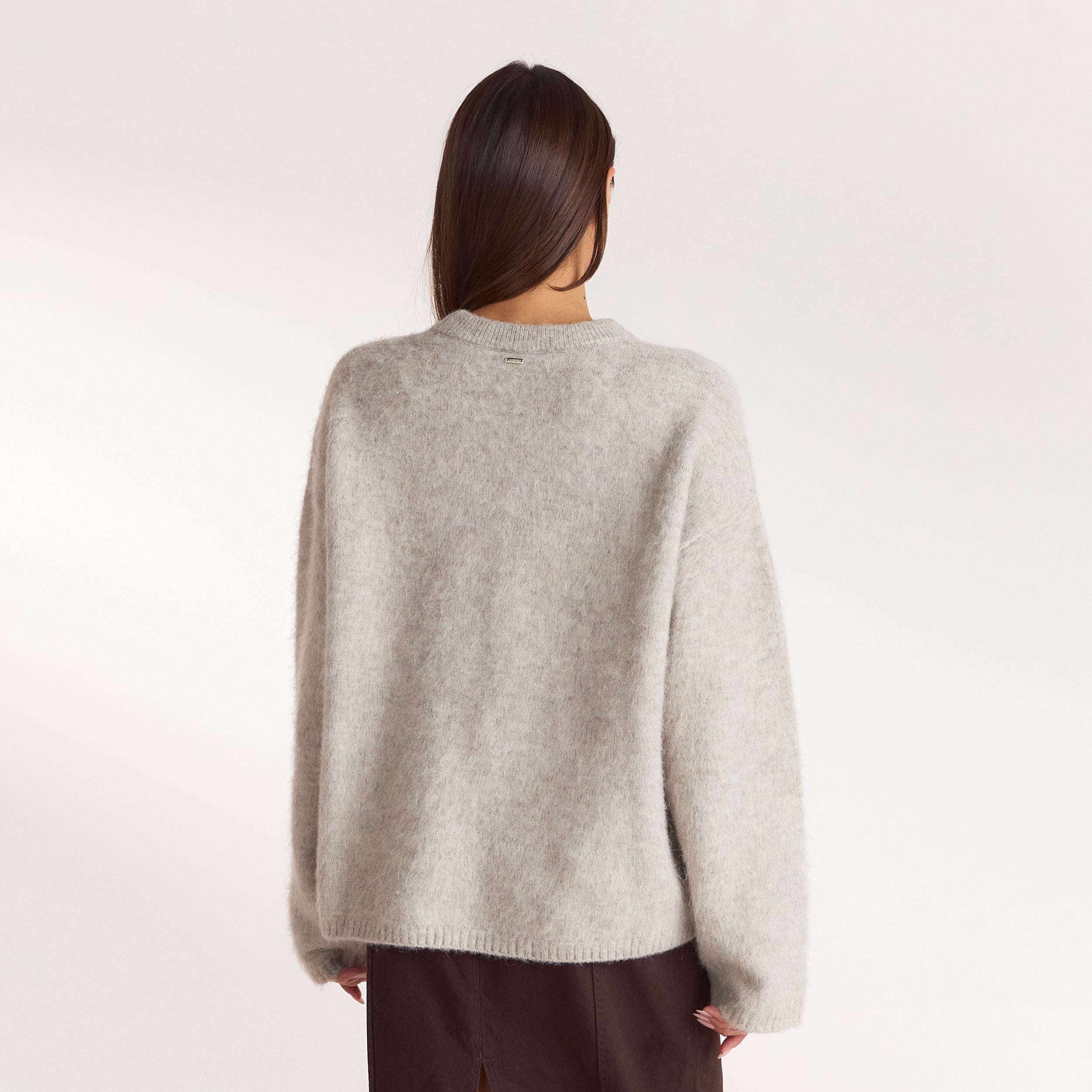 Flauschiger Strickpullover | Flauschiger Strickpullover - Warmes Grau