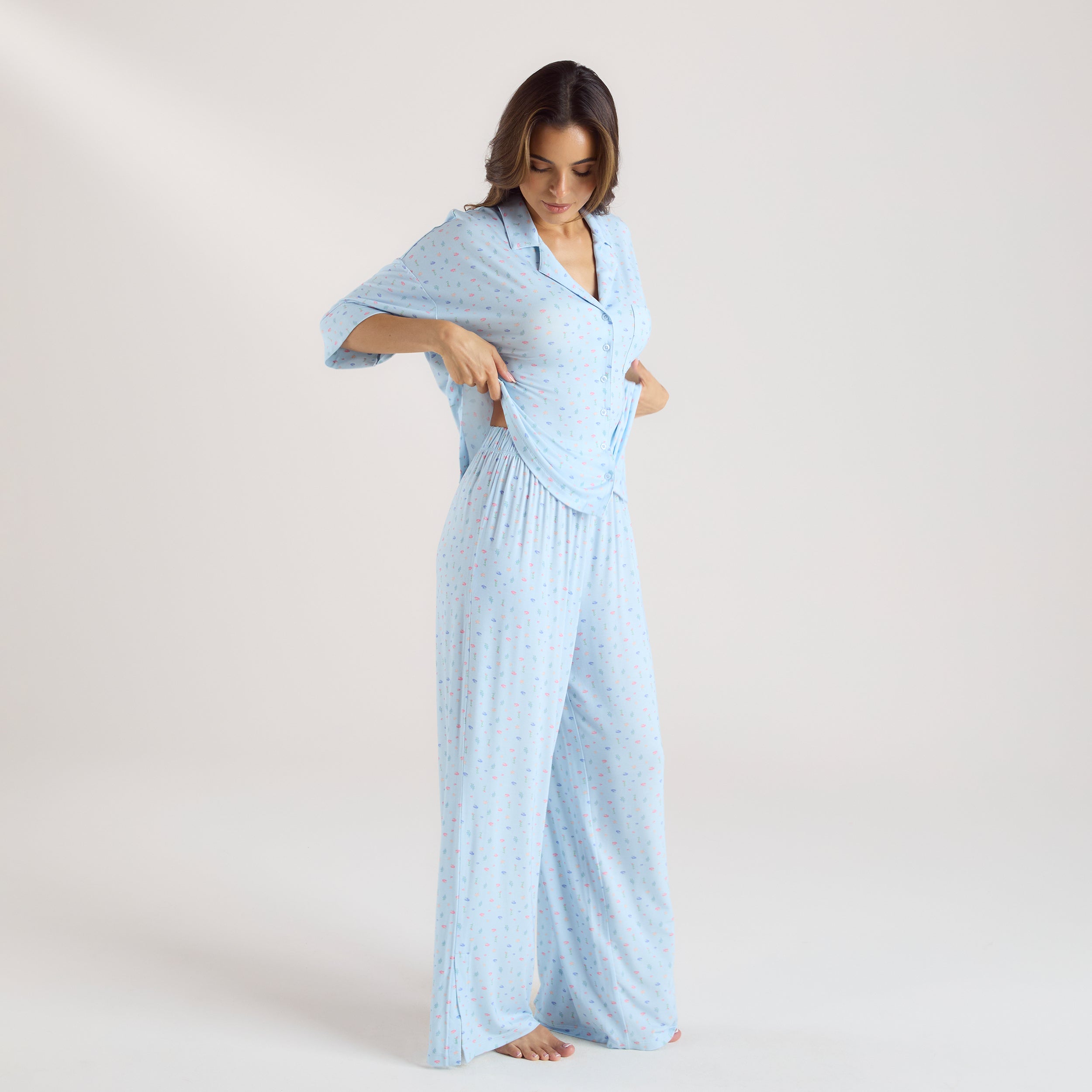 Modal Pyjama-Unterteil | Modal Pyjama-Unterteil - Florales Blau