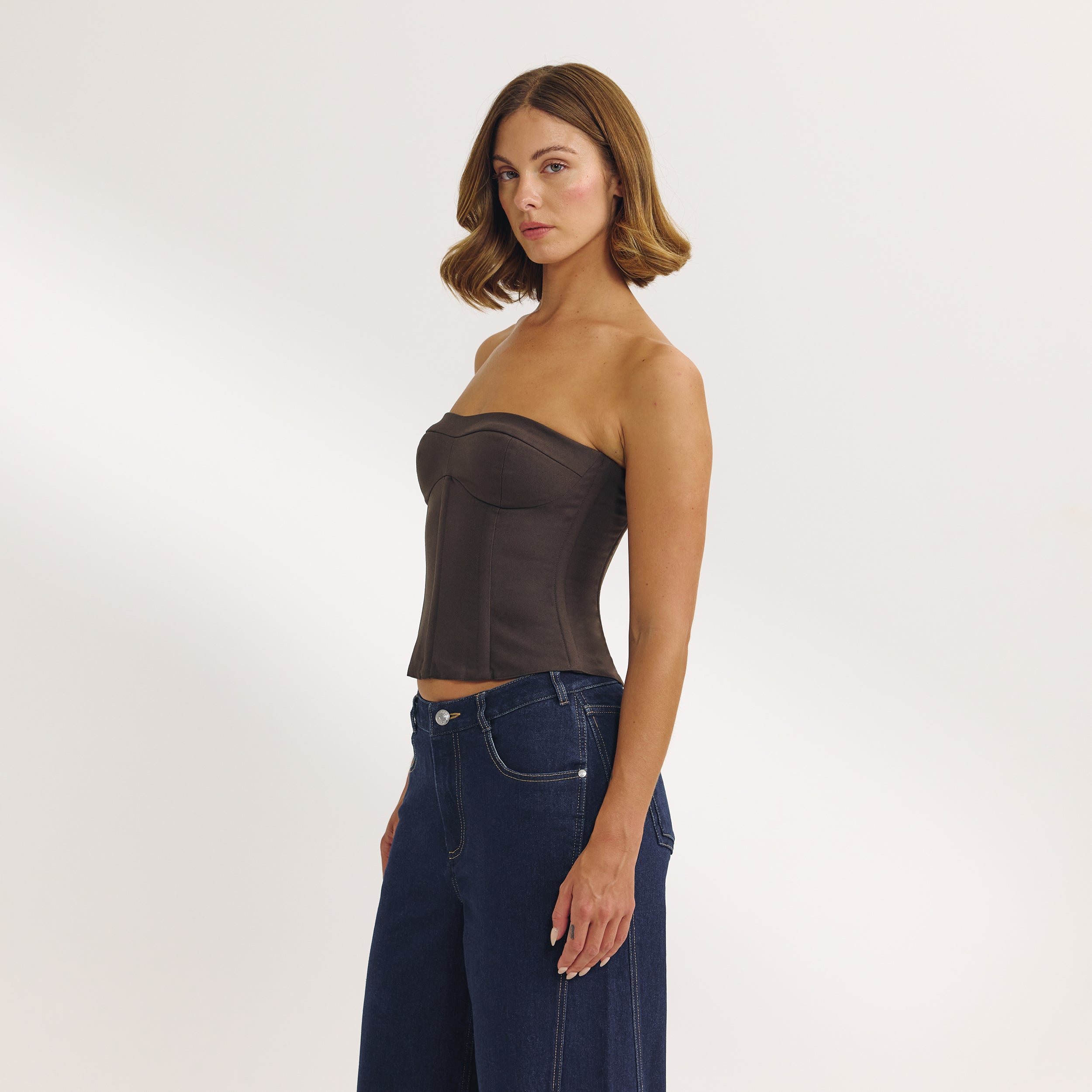 Bandeau-Korsett | Bandeau-Korsett - Dunkelbraun