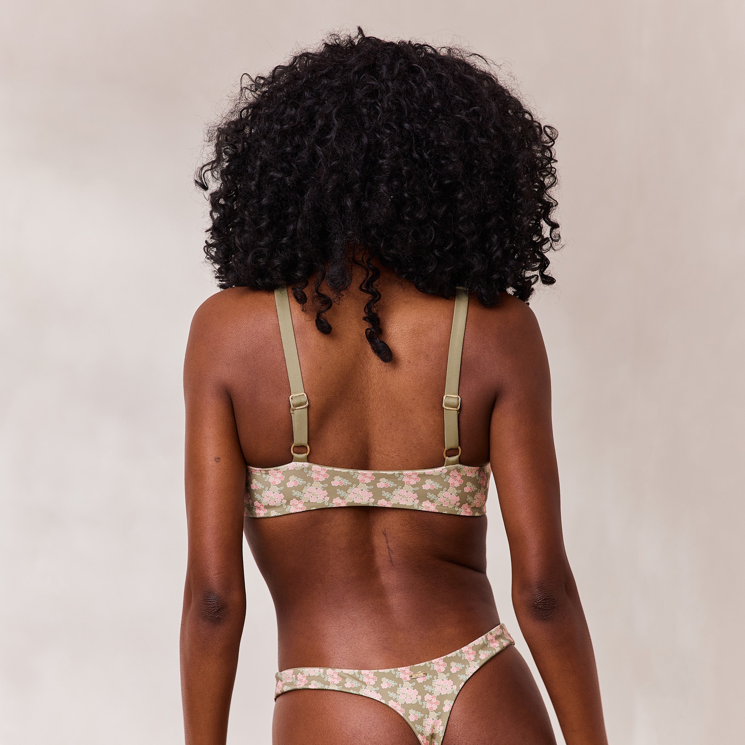 Doppelseitiges Plunge Bikini-Oberteil | Doppelseitiges Plunge Bikini-Oberteil - Grün/Floral