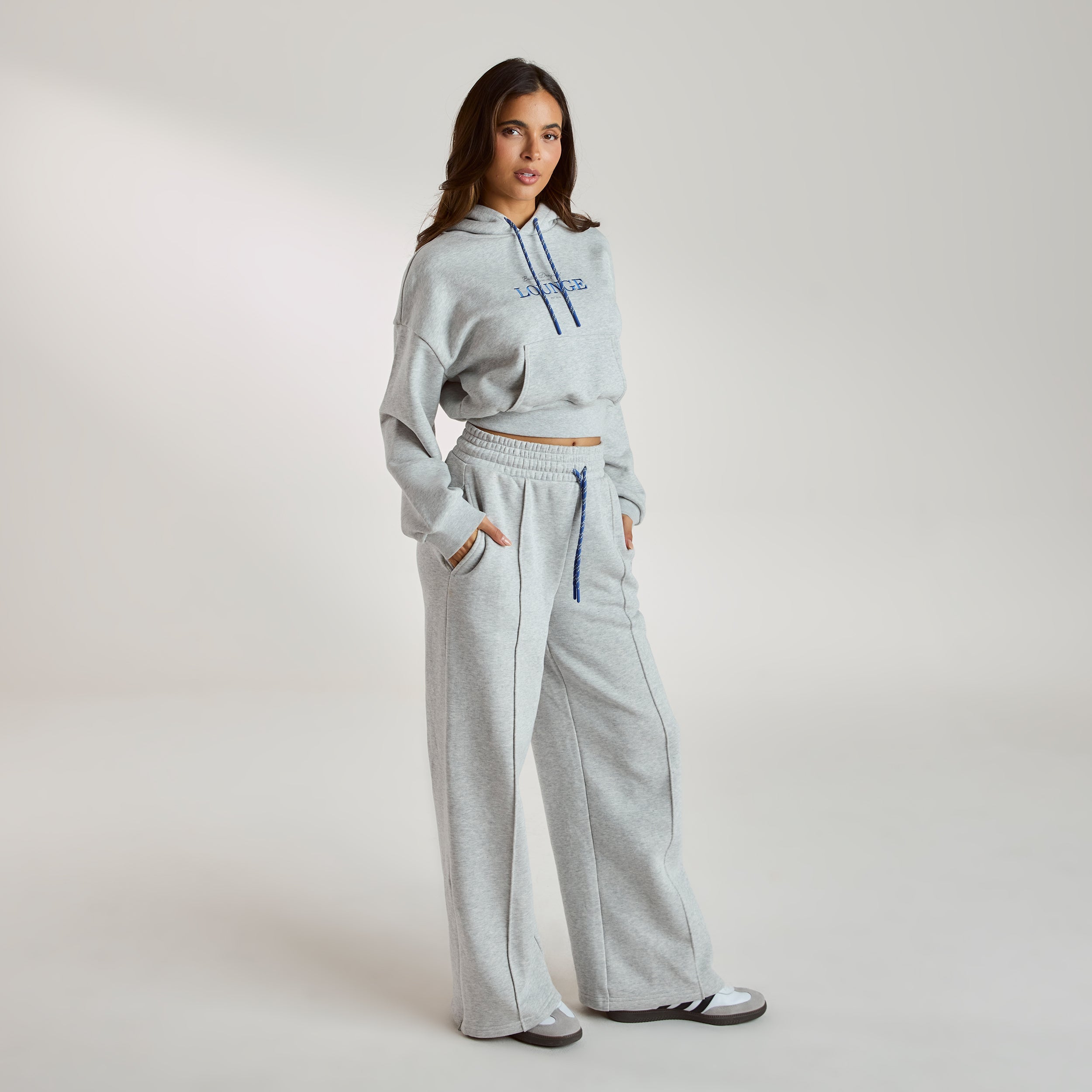 Kurzer Hoodie | Kurzer Hoodie - Grauer Melange