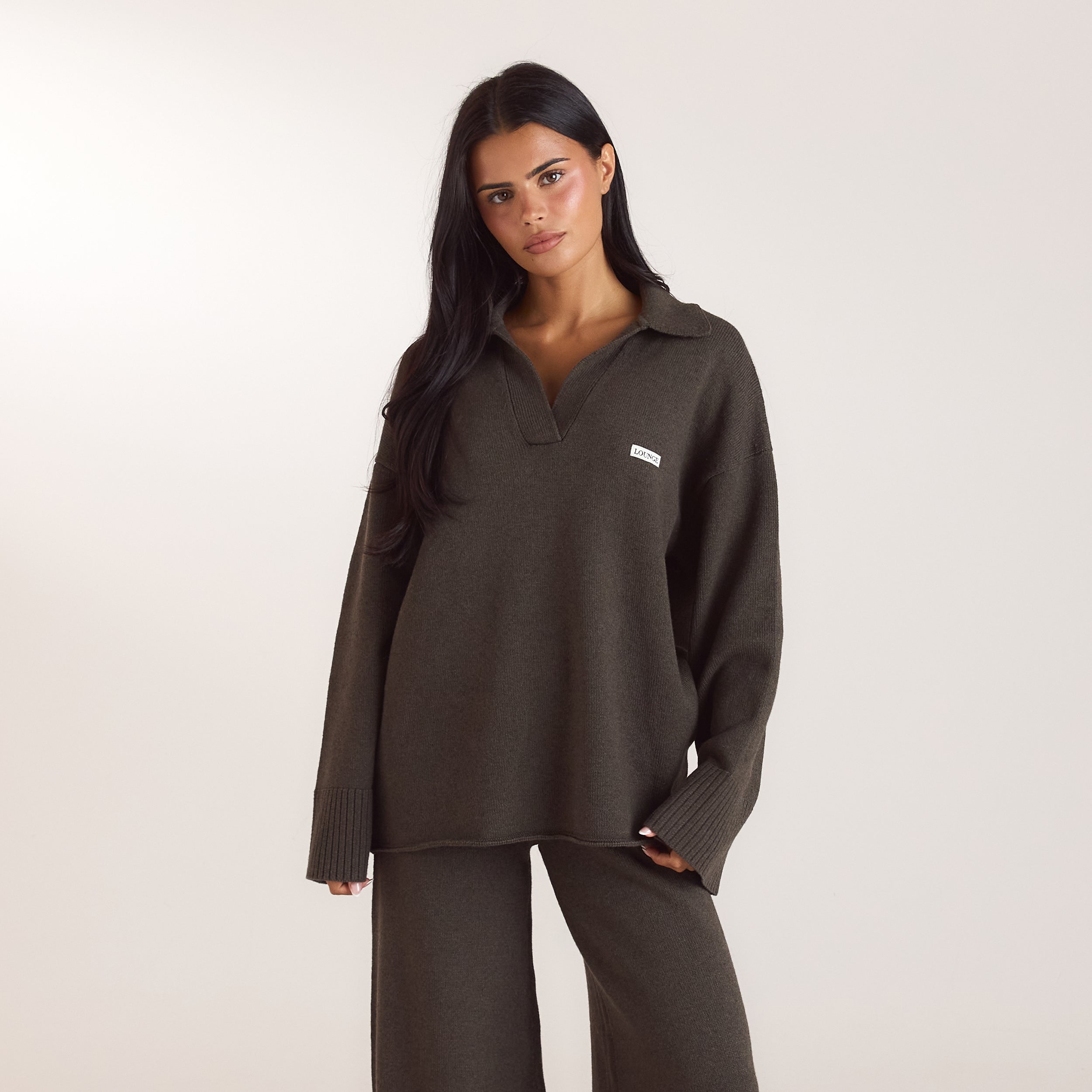 Oversize Strickjacke mit V-Ausschnitt | Oversize Strickjacke mit V-Ausschnitt - Moosgrün