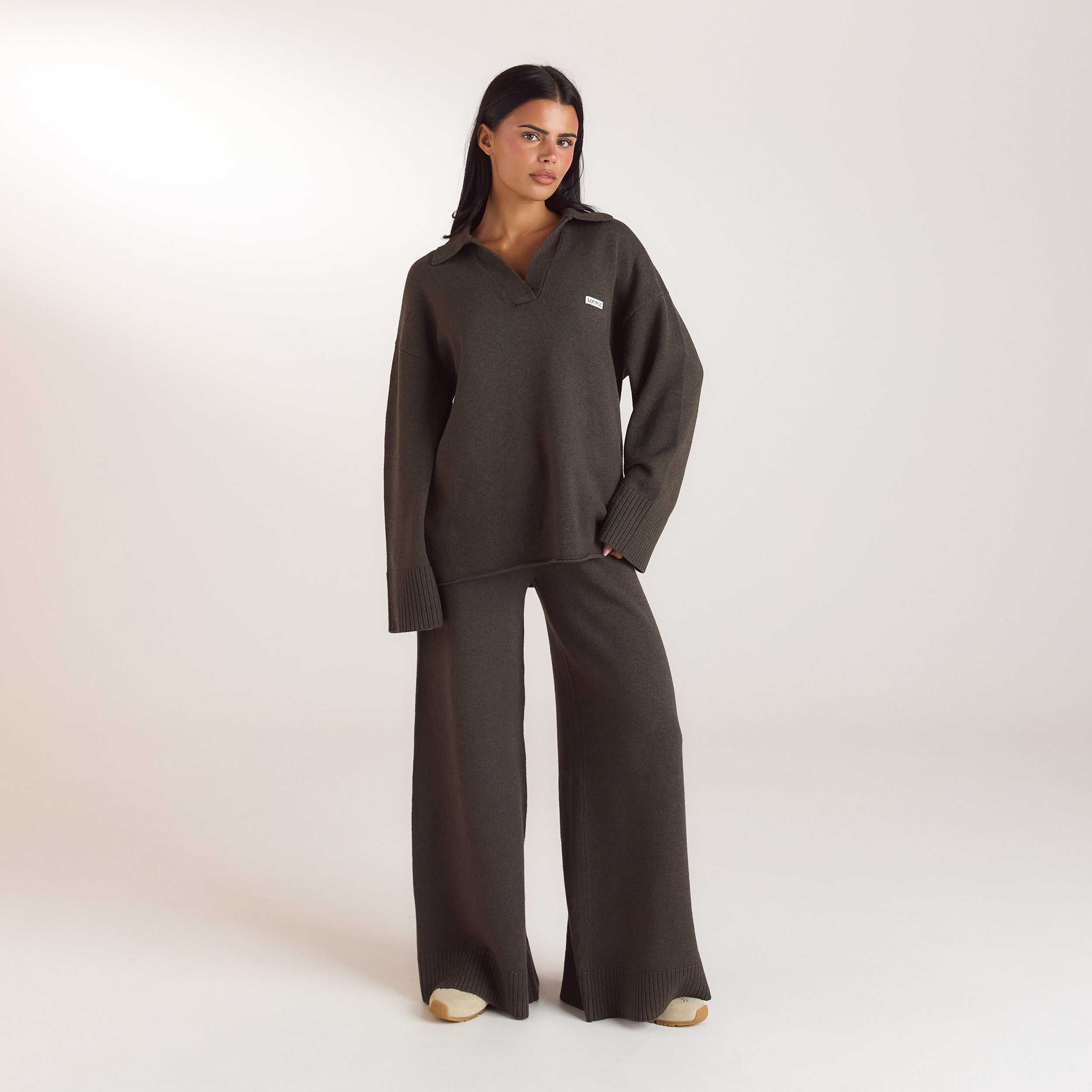 Strickhose mit weitem Bein | Strickhose mit weitem Bein - Moosgrün