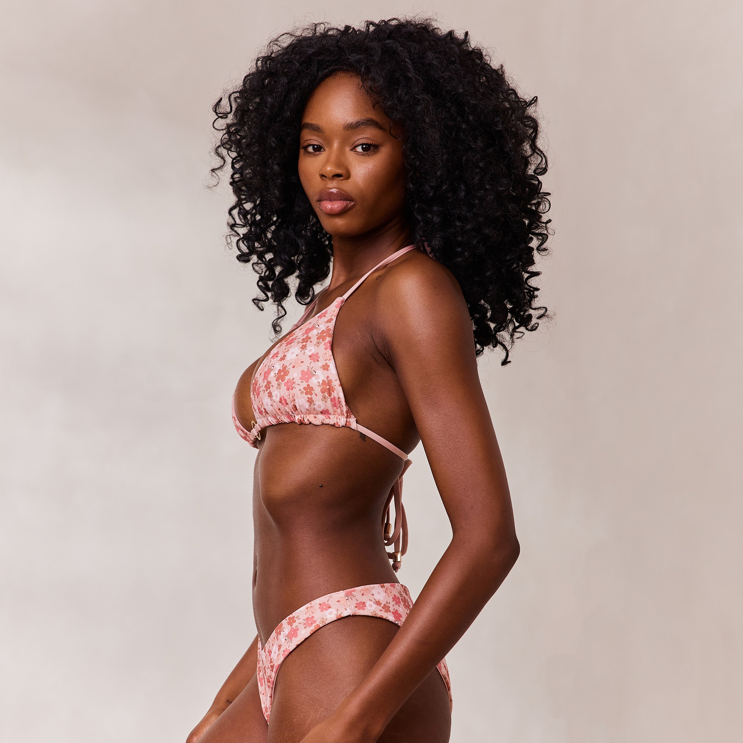 Doppelseitiges Triangle Bikini-Oberteil | Doppelseitiges Triangle Bikini-Oberteil - Rosa/Floral