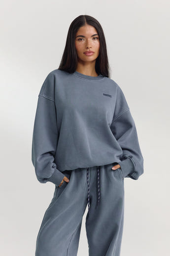 Oversized Pullover - Gewaschenes Blau