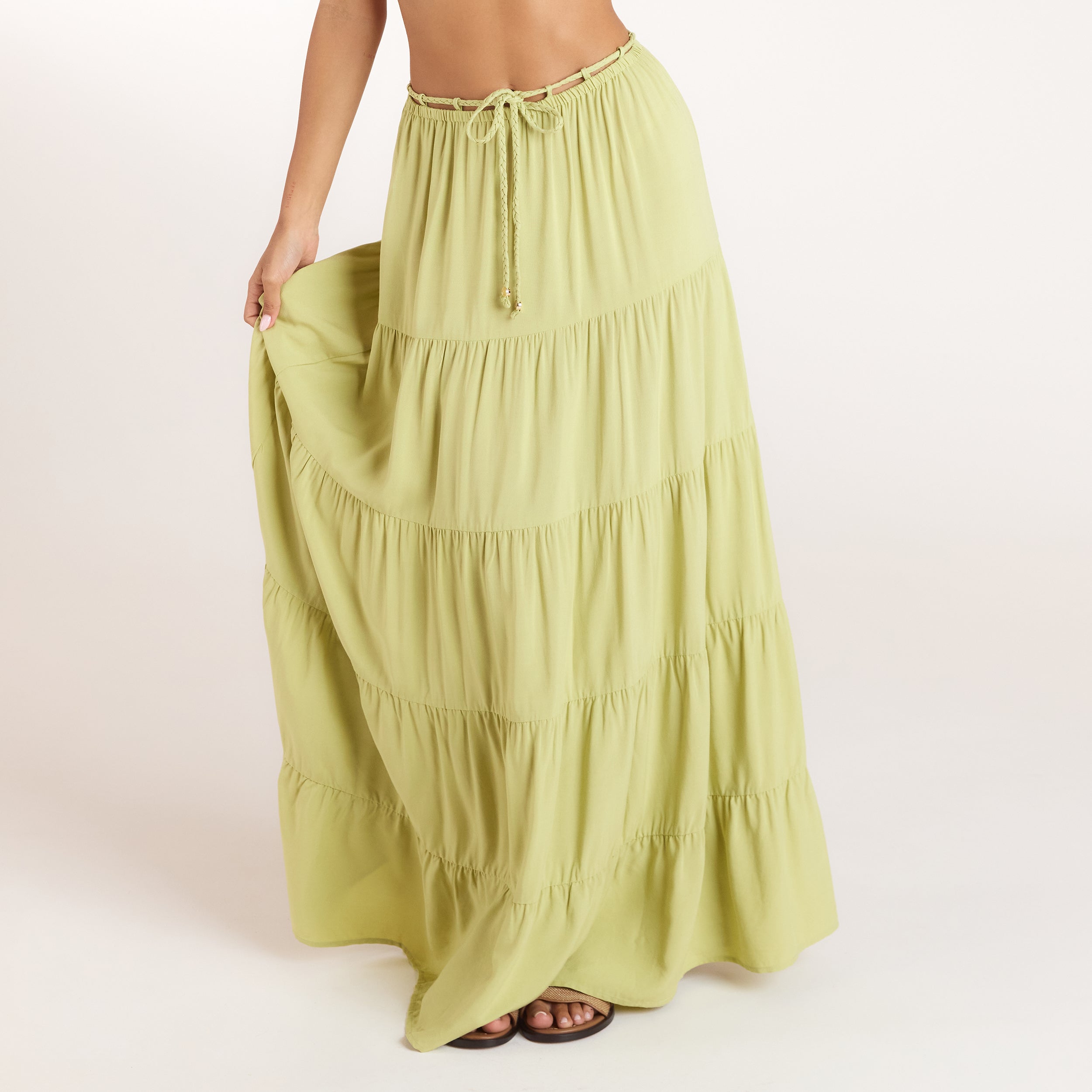 Gerüschtes Bralette & Maxirock Co-Ord | Gerüschtes Bralette (Set) - Gewaschene Limone
